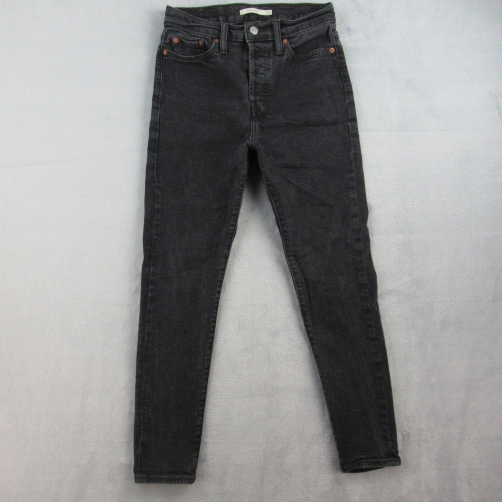 Levis Wedgie Skinny Jeans Womens 26 Black High Rise Button Fly 52305-0055